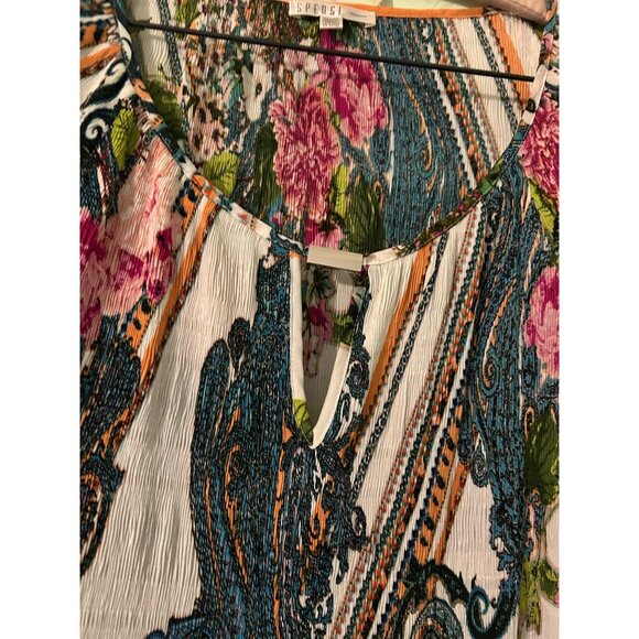 Spense Woman 3X Boho Floral Paisley Blouse Top Bell Sleeve Stretch Tunic Plus Si - Picture 13 of 16